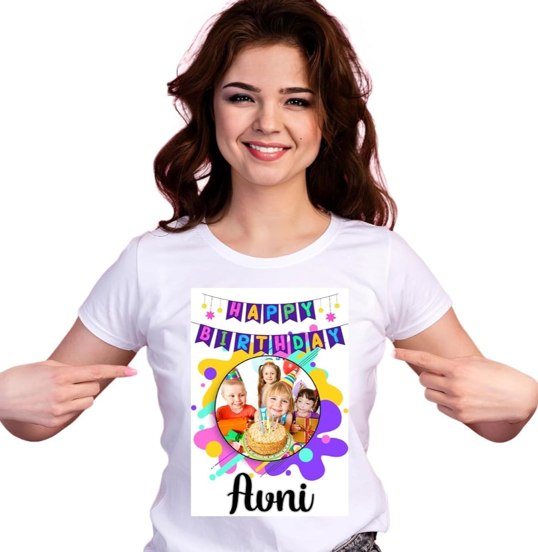 PRINTKART Personalized, Customized Photo Print | Color- White | Half Sleeve | Material- Polycotton T-Shirts for Kids, Boys, Girls, Men, Women
