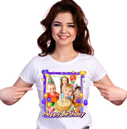 PRINTKART Personalized, Customized Photo Print | Color- White | Half Sleeve | Material- Polycotton T-Shirts for Kids, Boys, Girls, Men, Women